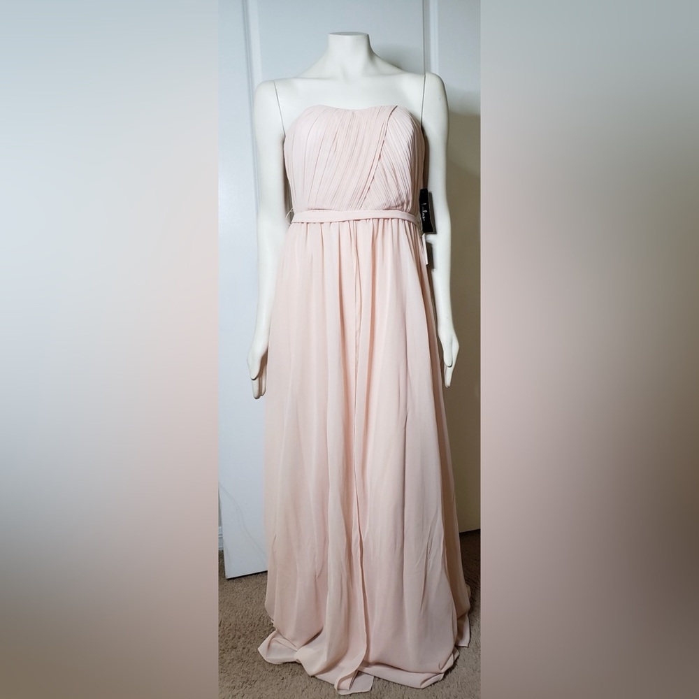 Lulus Strapless Pleated Maxi Gown Blush Pink Elegant Formal Dress Size Large